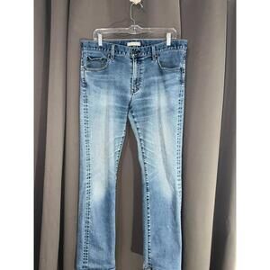 Uniqlo Blue Jeans W35 L32 Minimalist Stretch Denim Straight Fit